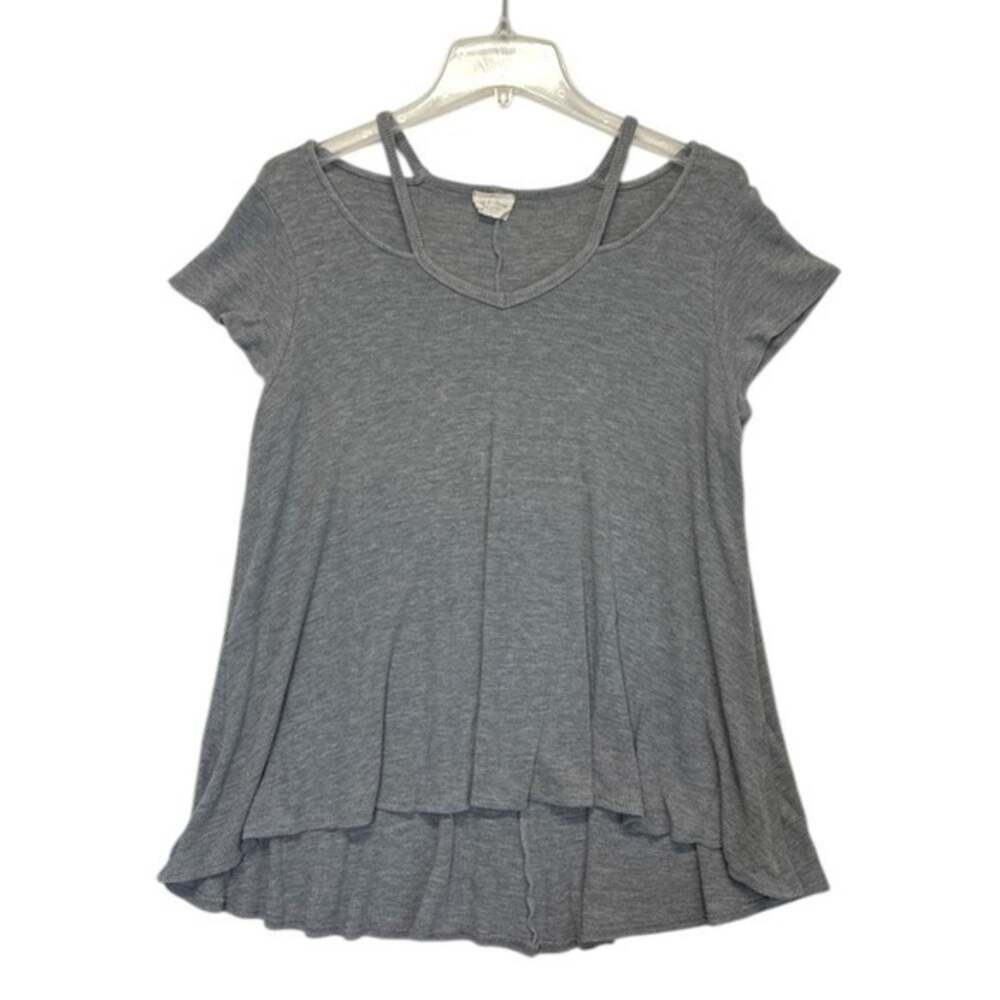 1.4.3. Story by Line Up V-neck Tunic Top Women’s Large Gray waffle knit